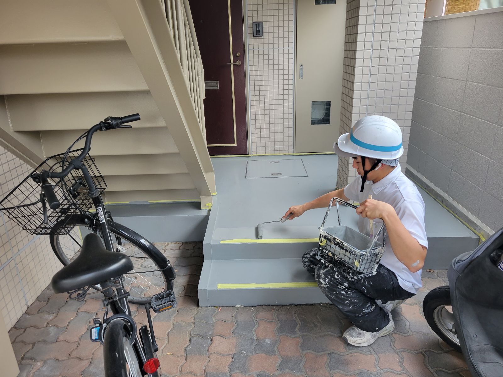 共用通路床上塗り塗装