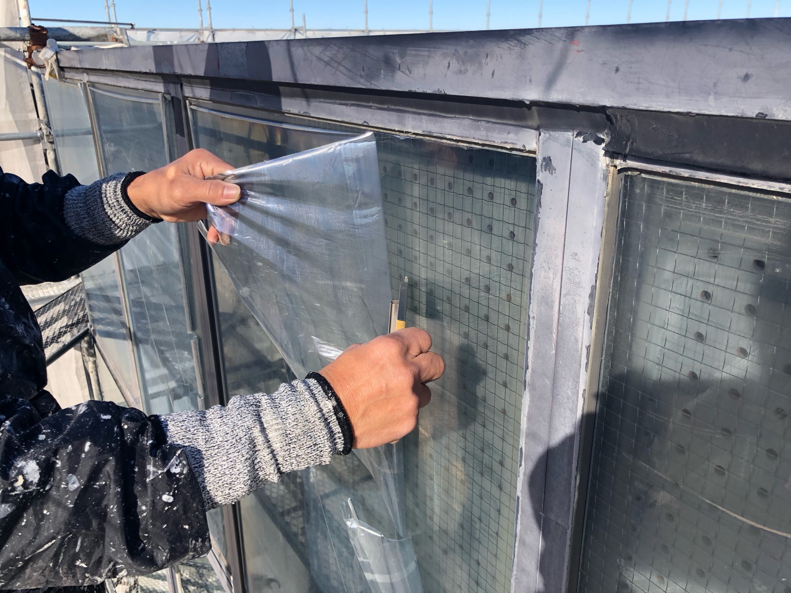 既設ガラスフィルム撤去